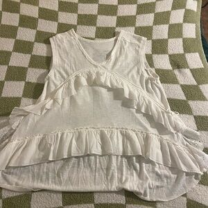 Free People Cream Ruffled Asymmetrical Blouse